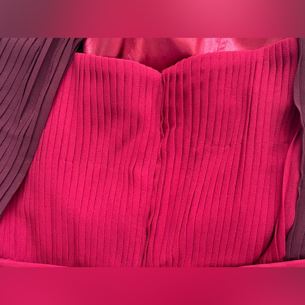 NWT Celeb pleated Crepe strapless Maxi Dress Formal prom, burgundy red, Sz.2 - Picture 12 of 13
